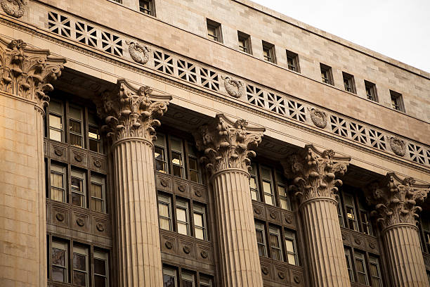 Chicago Building Columns Architecture on City Hall Chicago City Hall building columns architecture five columns stock pictures, royalty-free photos & images