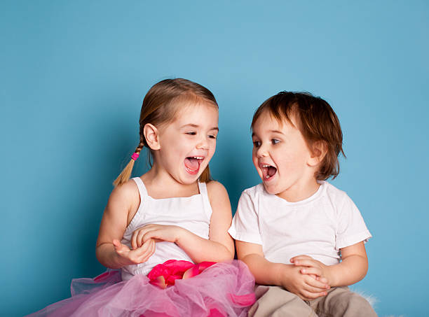 Two Children Laughing stock photo