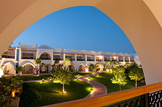 istock Luxury hotel resort at night 183335387