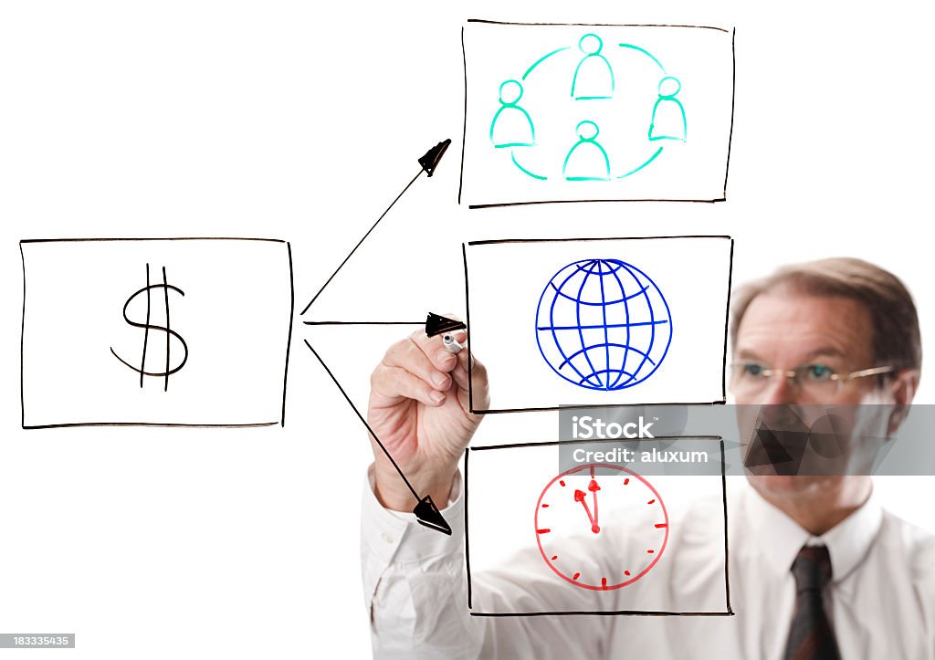 Estratégia do empresário sorteio gráficos - Foto de stock de Adulto royalty-free