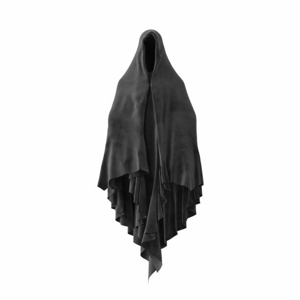 istock Halloween scary ghost dementor character isolated on white background. 1833366949
