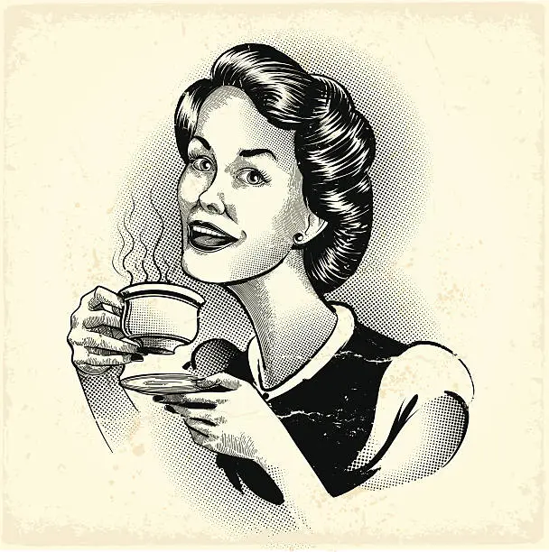 Vector illustration of Woman drinking coffee