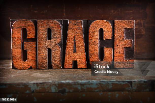 Grace Letterpress Letters Stock Photo - Download Image Now - Antique, Concepts, Concepts & Topics