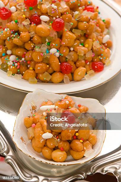 Neapolitan Struffoli Dessert For Christmas Feast Stock Photo - Download Image Now - Christmas, Plate, Naples - Italy