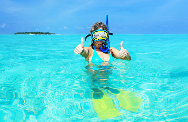istock Young female diver showing ok. 183338452