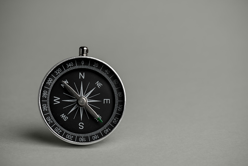 Compass on the gray background.