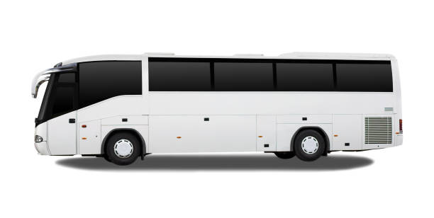 autobús en blanco con trazado de recorte - bus coach bus travel isolated fotografías e imágenes de stock