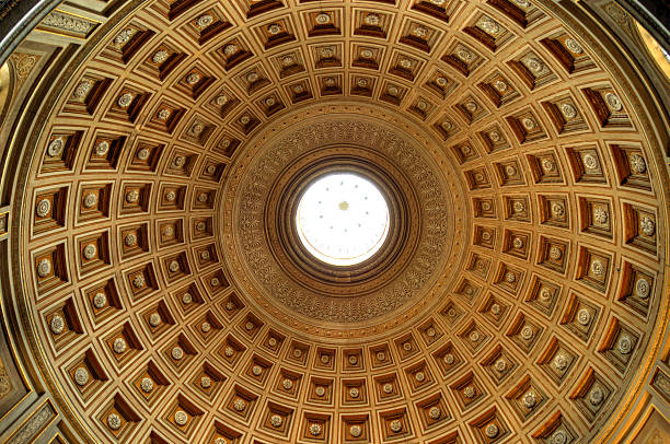 tetto interno del pantheon - architecture italian culture pantheon rome church foto e immagini stock