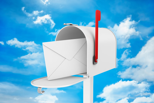 3d minimal newsletter concept. mail notifications. set of mailboxes. 3d illustration. clipping path included.