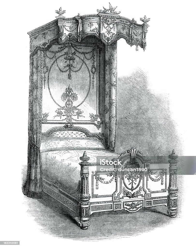 Victorian mobiliário Mogno Bedstead - Royalty-free Cama de Quatro Colunas Ilustração de stock