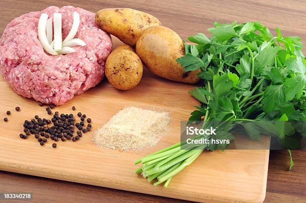 Ground Meat In Form Of Hedgehog Breadcrumbs Onions Pepper Parsley Stock Photo - Download Image Now