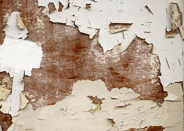 pęknięty drewna - peeling paint wall white zdjęcia i obrazy z banku zdjęć