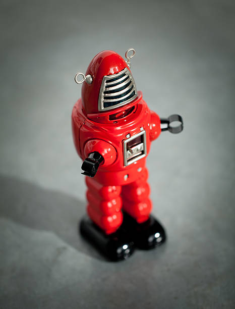 istock Red metal toy robot 183340571