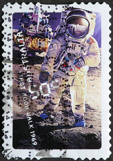 istock moon walking astronaut 1969 on an Australian stamp 183340692