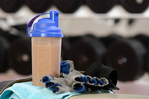 protein drink in fitness center