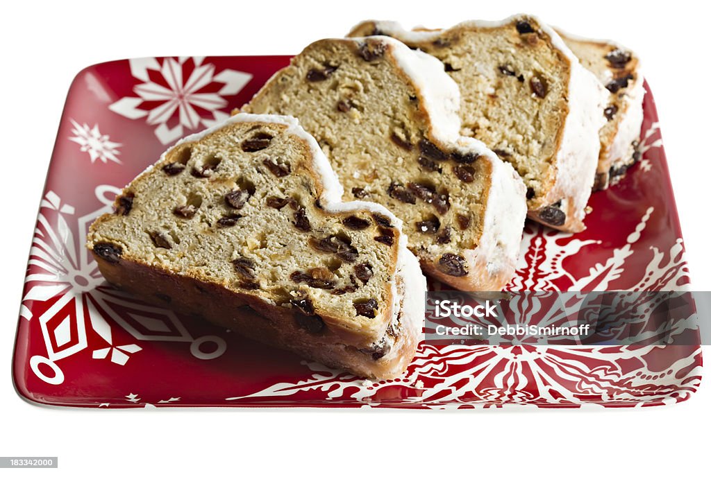 Stollen tradicional de Navidad aislado alemán - Foto de stock de Al horno libre de derechos