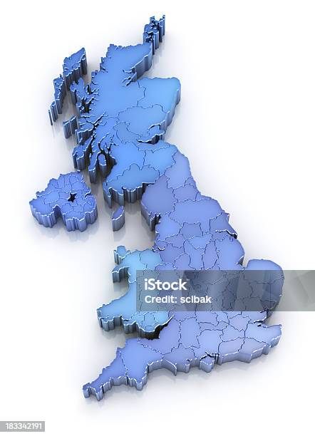 Mappa Delle Regioni Del Regno Unito - Fotografie stock e altre immagini di Carta geografica - Carta geografica, Regno Unito, Tridimensionale