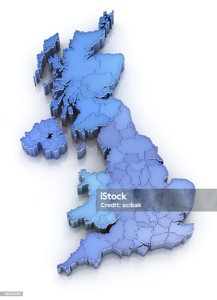 Соединенное Королевство карта с регионах - Стоковые фото Карта роялти-фри