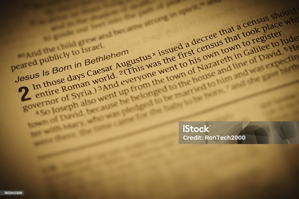 Biblical Christmas Story a famous passage / from bible's christmas story / when jesus is born Antique Stock Photo