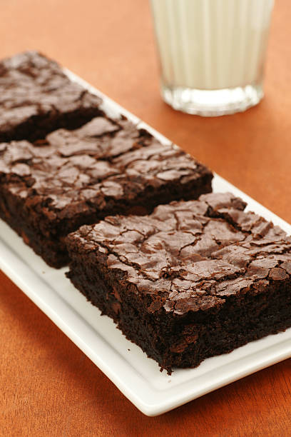 istock Extra Dark Chocolate Brownies and Milk 183342419