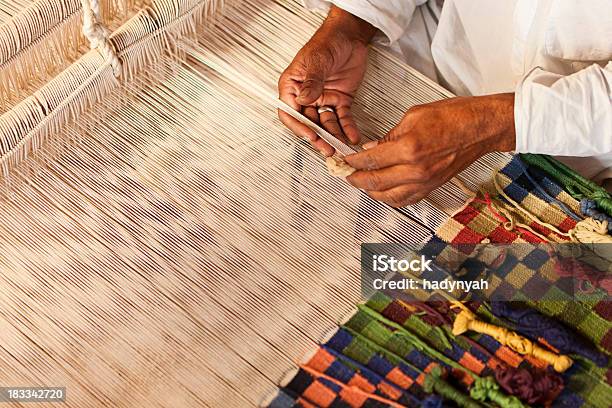 Indian Man Weaving Textiles Salawas Village Rajasthan Stock Photo - Download Image Now