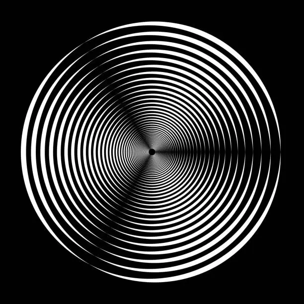 Vector illustration of Black and white concentric circle pattern