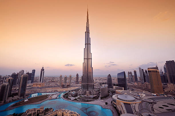 hermoso vista aérea de la ciudad de dubai - dubai fotografías e imágenes de stock