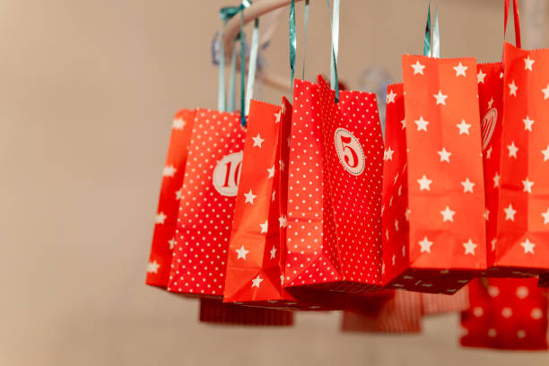 euro banknotes sticking in advent calendar