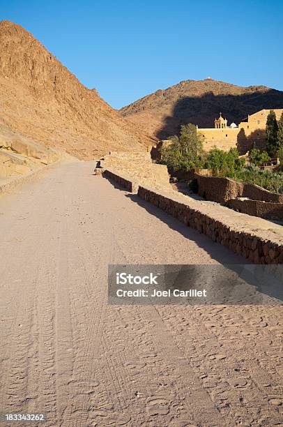 Road To St Catherines Monastery In Sinai Stock Photo - Download Image Now - Barren, Blue, Building Feature