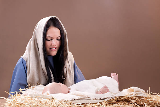 istock Nativity Scene with Mary and Baby Jesus 183343336