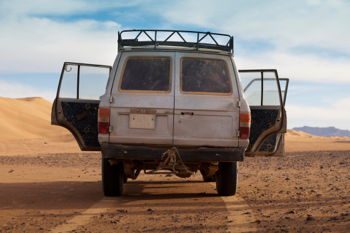 Abandoned car in Libyan desert