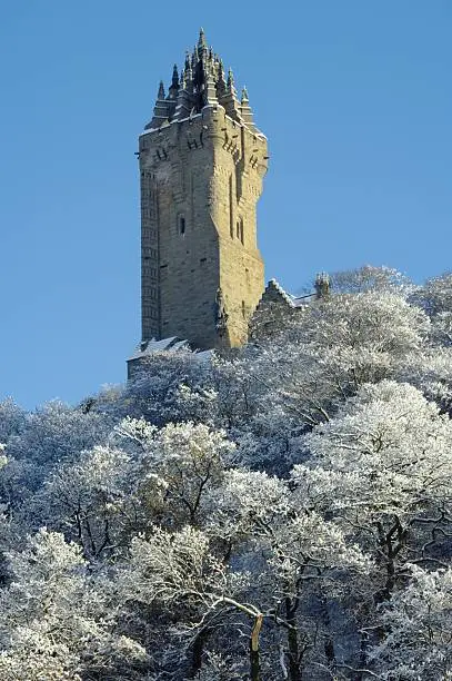 "The national Wallace monument - an iconic tower to celebrate Scotland's historic hero - as portrayed in the film ""Braveheart"""