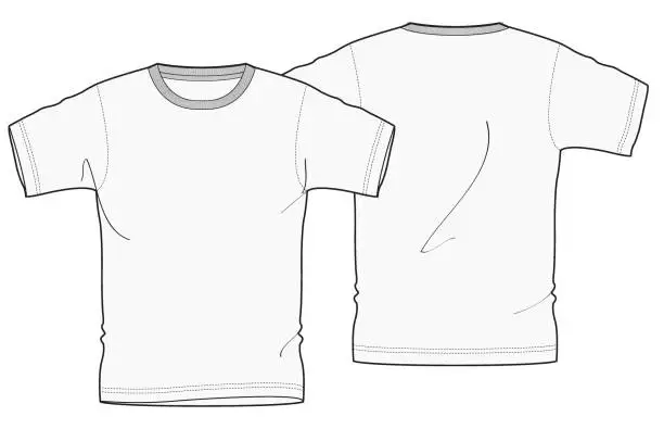 Vector illustration of Short sleeve t-shirt fashion sketch design template