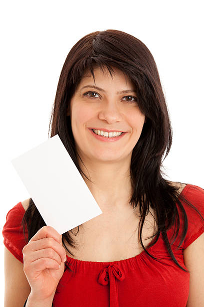 istock Woman holding blank paper 183344983