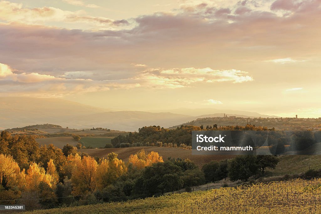 Coucher de soleil en Toscane - Photo de Val d'Orcia libre de droits