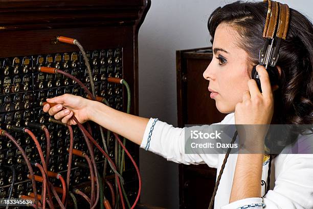 Switch Board Operator Stock Photo - Download Image Now - Telephone Switchboard, Women, Switchboard Operator