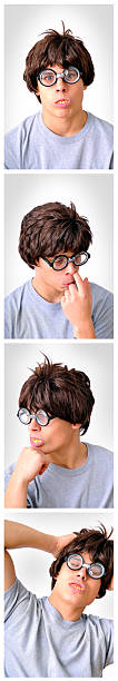 istock Photo Booth Picture Strip with Nerdy Boy 183345780