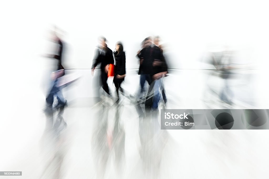 I pendolari a piedi nel corridoio, Motion blur - Foto stock royalty-free di Abbigliamento