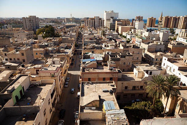 Vast view of the Tripoli skyline in Libya stock photo