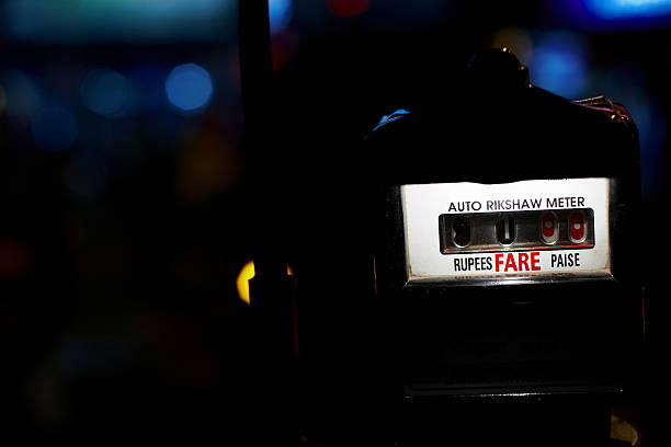 istock Indian rickshaw taxi meter at night 183347382