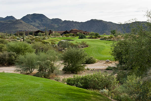 istock Desert Golf Course with Flag, Putting Green and Sand 183347611