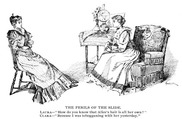 istock Gossip and Winter Sledding Theme, Caricature, Cartoon, Comic, Humor 1833479160