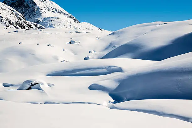 "Julierpass in the winter, Engadin, Switzerland."