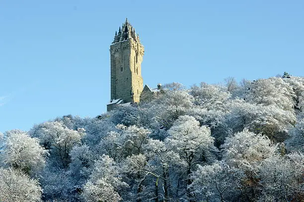 "The national Wallace monument - an iconic tower to celebrate Scotland's historic hero - as portrayed in the film ""Braveheart"""