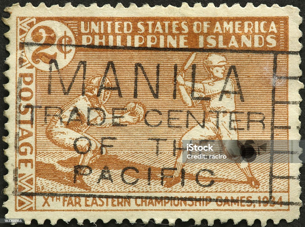 Filipinas de 1930 carimbo de beisebol - Foto de stock de Apanhador de Beisebol royalty-free