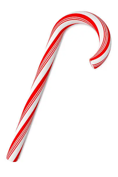Photo of Candy Cane on White Background, with Clipping Path (XXXL)