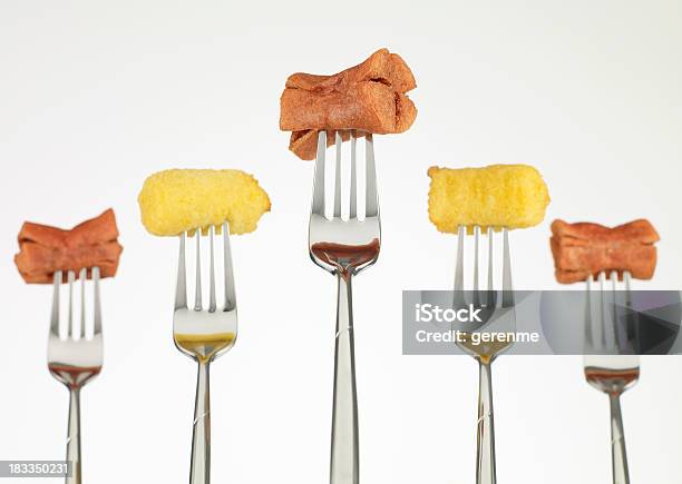 Sausage With Croquette Potato Stock Photo - Download Image Now - Arrangement, Attached, Beef