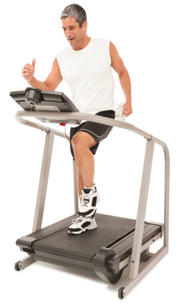 istock Fit Mature Man Running on Treadmill 183351239