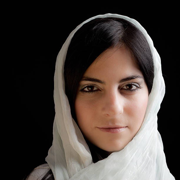 istock Young woman in white scarf 183351393