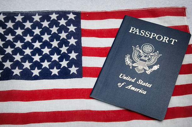 istock USA passport  on stars and stripes 183351662